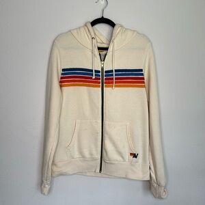 Aviator Nation Unisex White 5 stripe hoodie